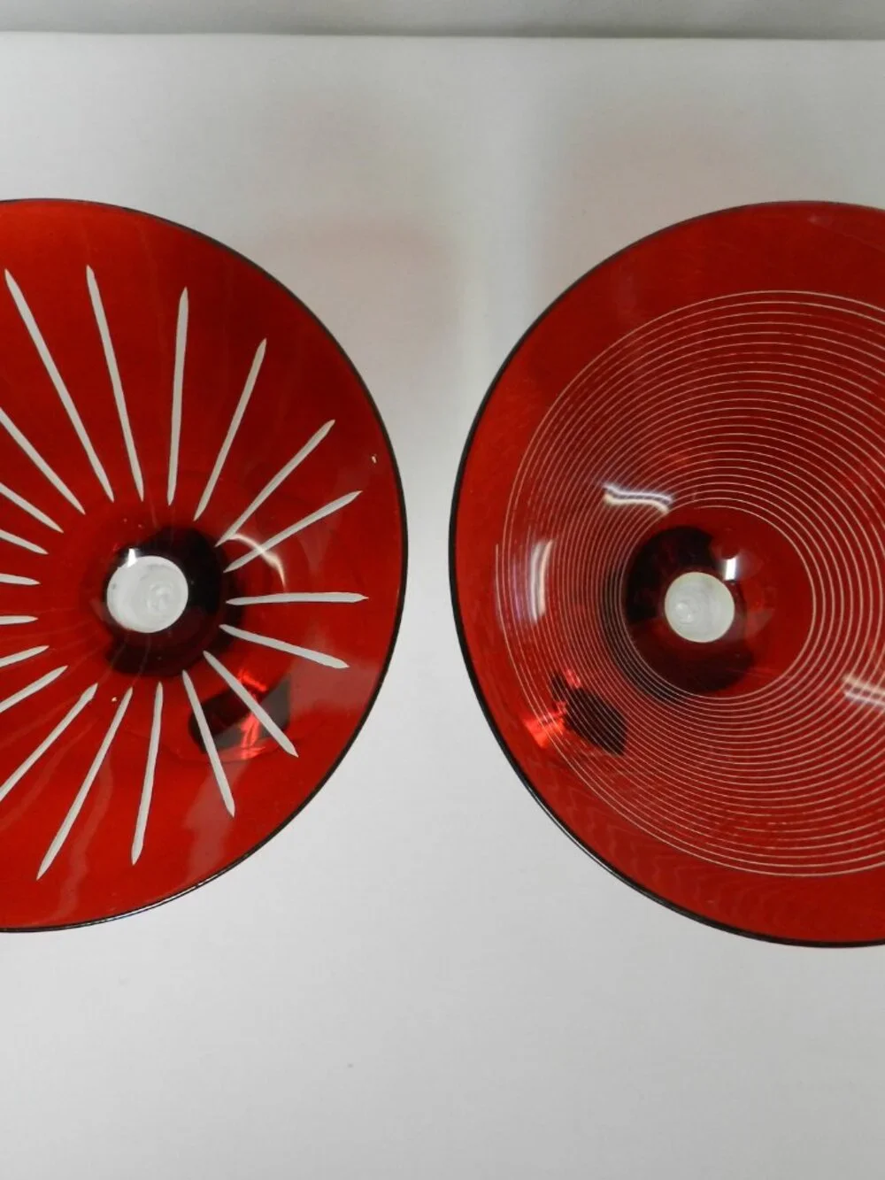 Mikasa Cheers Martini Glass Set 2 Pair Red etched NWT NEW